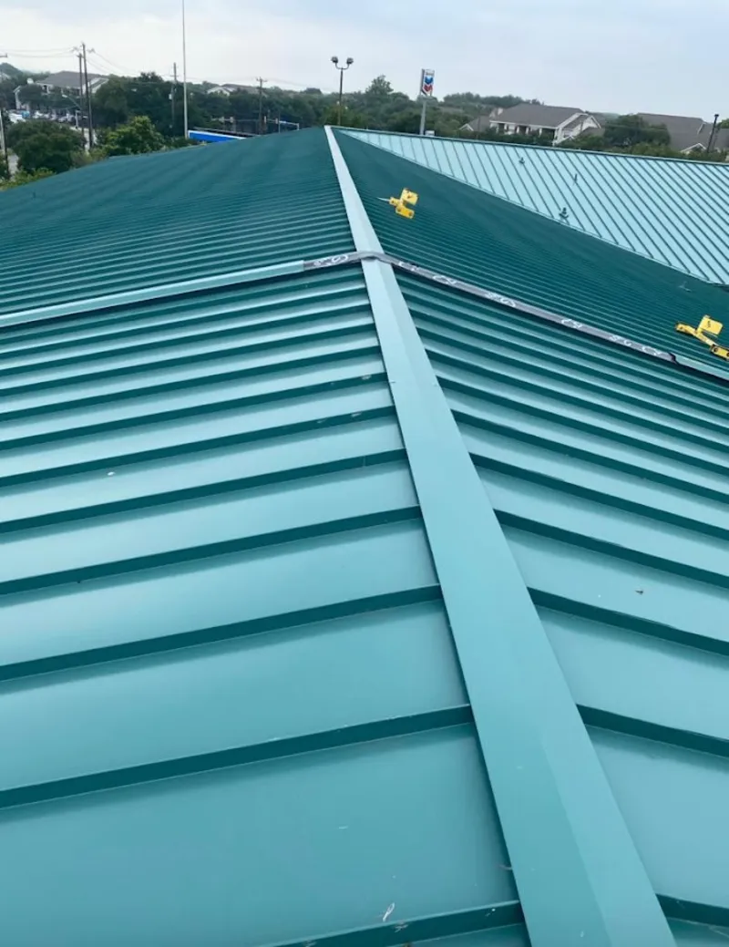 Green commercial metal roof ridge and valley for Metal Roof Repair in Newport News